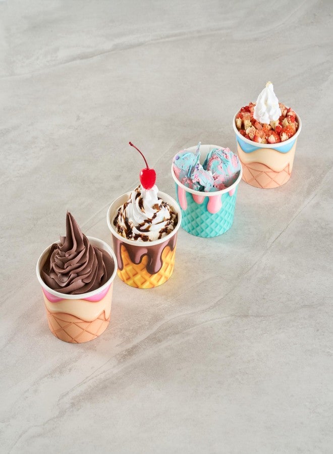 ريستورنت وير أكواب آيس كريم للمطاعم، عبوة من 50 كوبًا سعة 8 أونصات، مقاومة للتسرب، للاستخدام مرة واحدة، وعاء حلوى، كوب زبادي مجمد، حاوية ورقية دائرية للحلويات الباردة والساخنة - Image 5